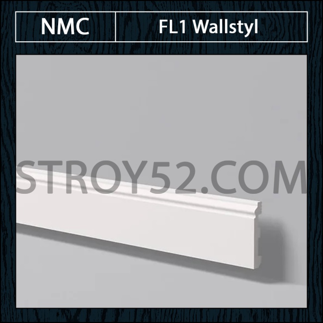 Купить полимерный плинтус NMC FL1 Wallstyl 80*12*2000 Белый под ...